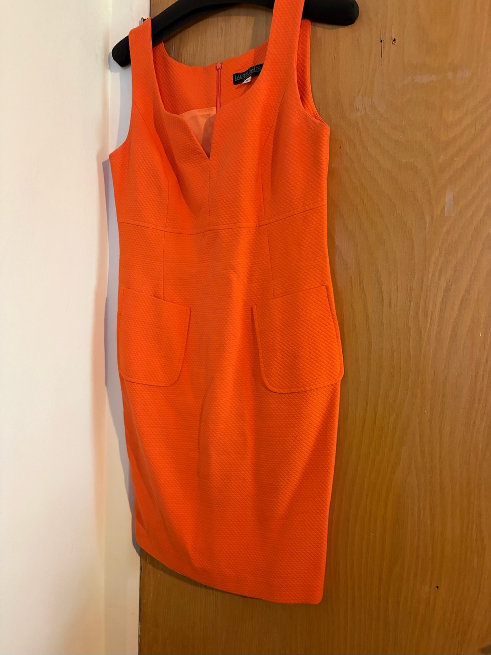 Lauren Ralph Lauren Bright Orange Textured Sheath Dress